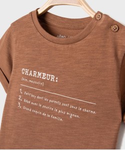 Tee-shirt manches courtes avec inscription bébé garçon